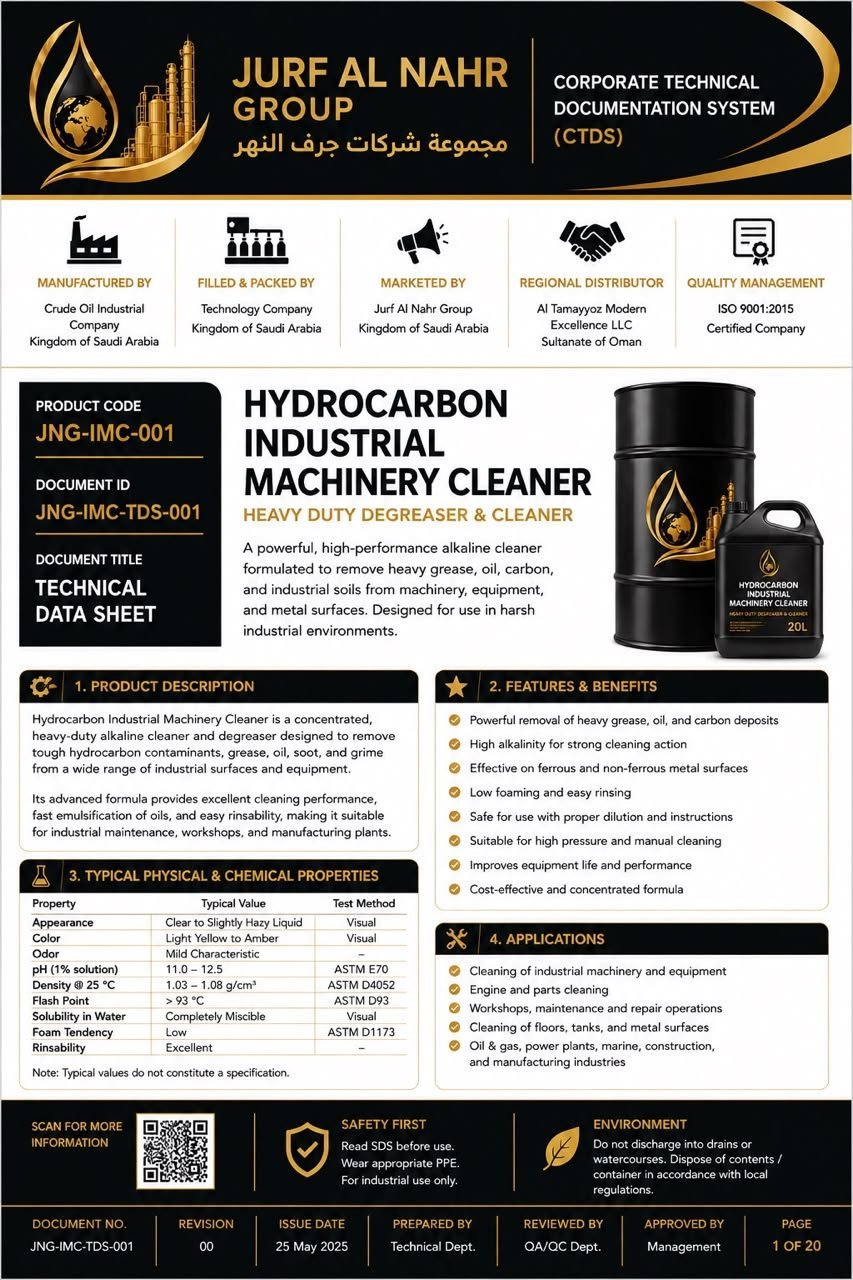 Hydrocarbon industrial machinery cleaner technical data sheet